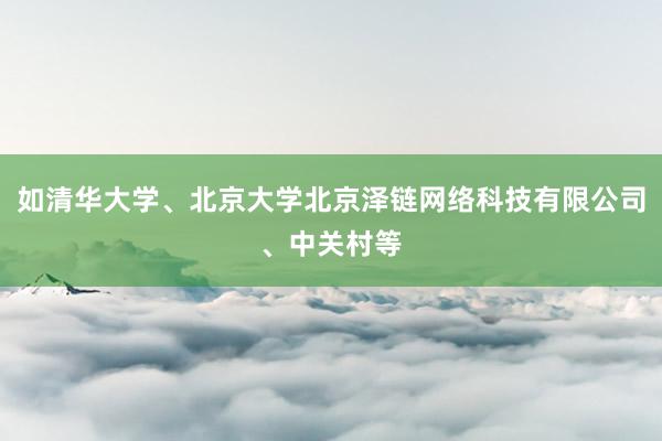 如清华大学、北京大学北京泽链网络科技有限公司、中关村等
