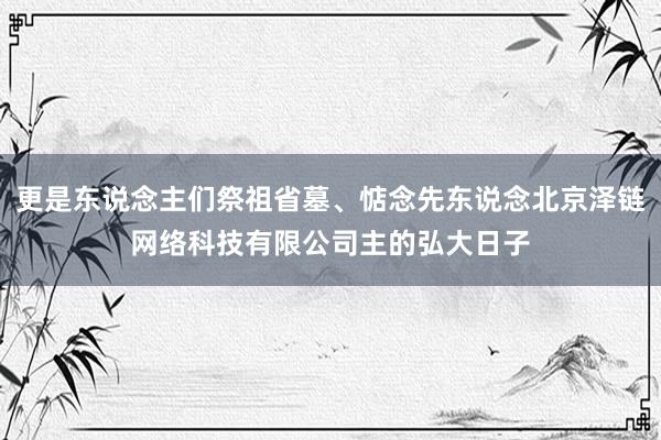 更是东说念主们祭祖省墓、惦念先东说念北京泽链网络科技有限公司主的弘大日子