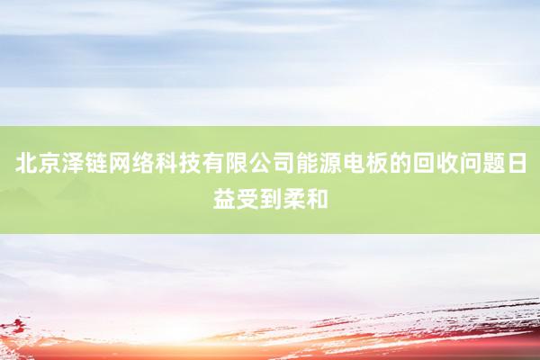 北京泽链网络科技有限公司能源电板的回收问题日益受到柔和